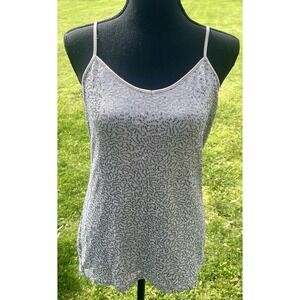 Express Women's Silver Sequin Gray Tank Top Adjustable Strap Size Medium